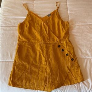 Yellow Strappy Button-Detail Romper